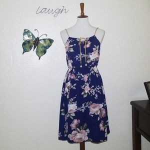 Navy Blue Floral Dress